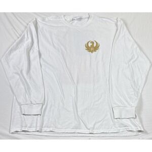 Ruger Long Sleeve Shirt 3XL White American Flag Graphic Logo Tee Mens